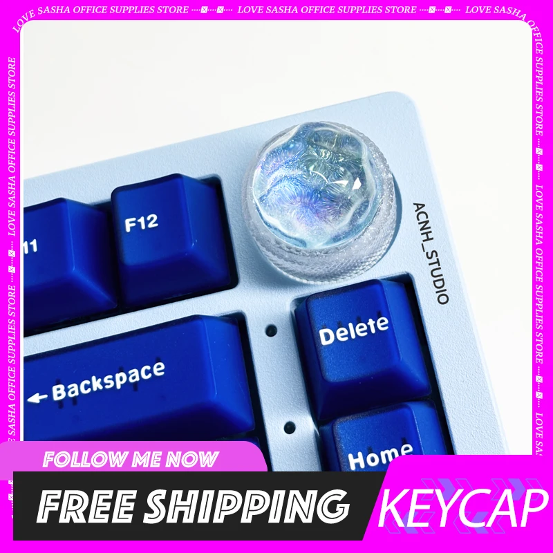 Translucent Knob Keycaps 6mm Resin Keycaps Volume Knob Handmade Custom Keycaps Mechanical Keyboard Accessorie Hi75/K81 In Stock 