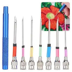 1 Set Punch Needle Tool Ultra Punch Needle Steel ricamo Stitching Punch Needles Set ferri da maglia con manico