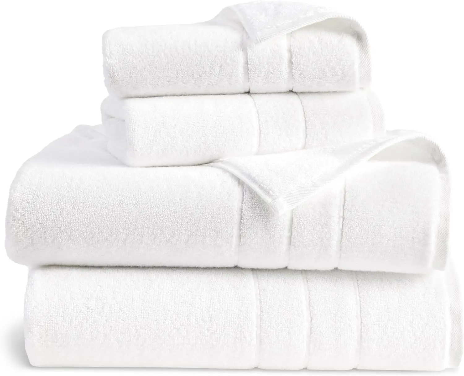 

Super-Plush Turkish Cotton Bath Sheet Set - Set of 2 Bath Sheets + 2 Hand Towels White 100% Cotton | Best Luxury Spa Towels