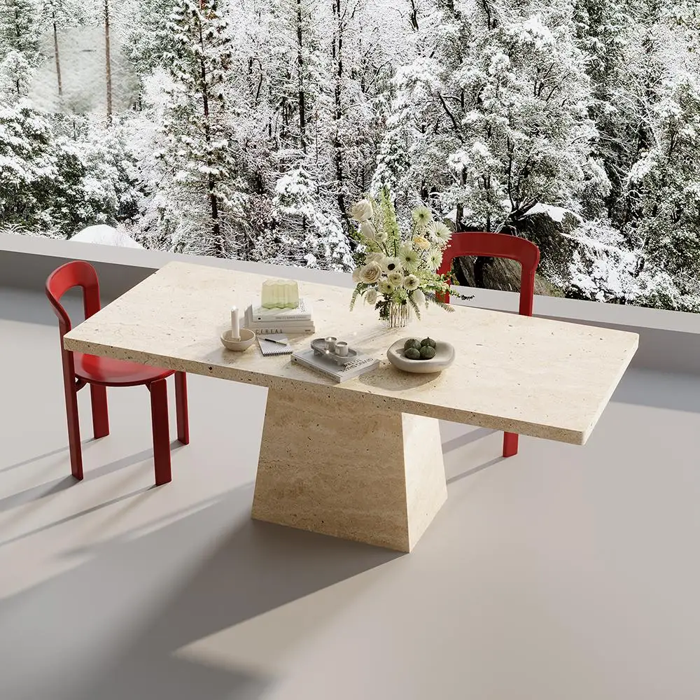 #"Vintage Pink Jade Stone Table - Customizable Rectangular Luxury Marble Desk for Dining/Office Mid-Century Style" - view 4