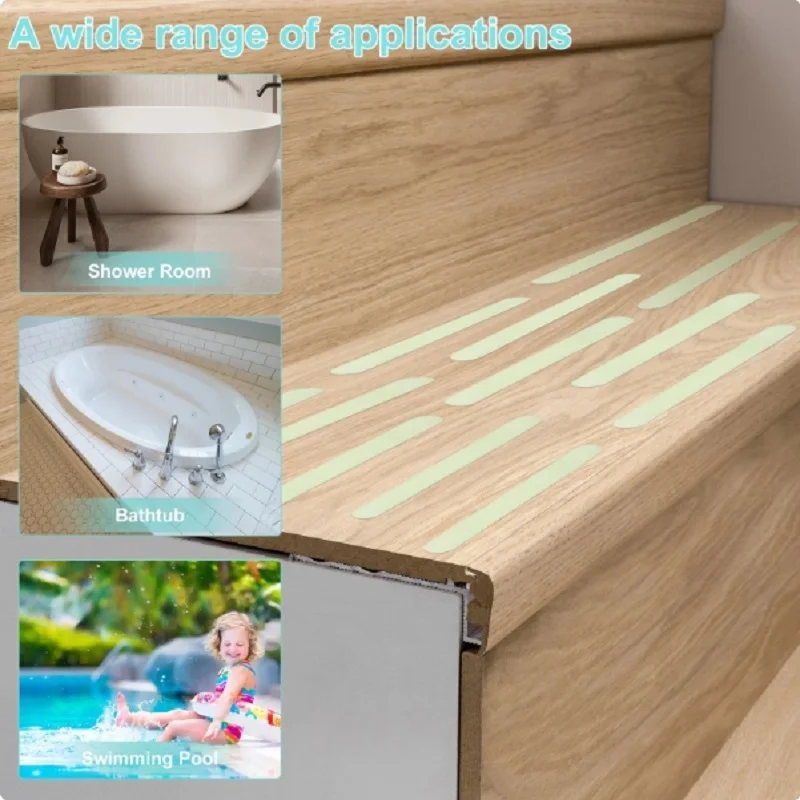 

6/12pcs Luminous Floor Safety Anti-Slip Strips Anti-Slip Sticker For Bathroom Floor And Shower Bathtub Kitchen Floor SafetyDecor