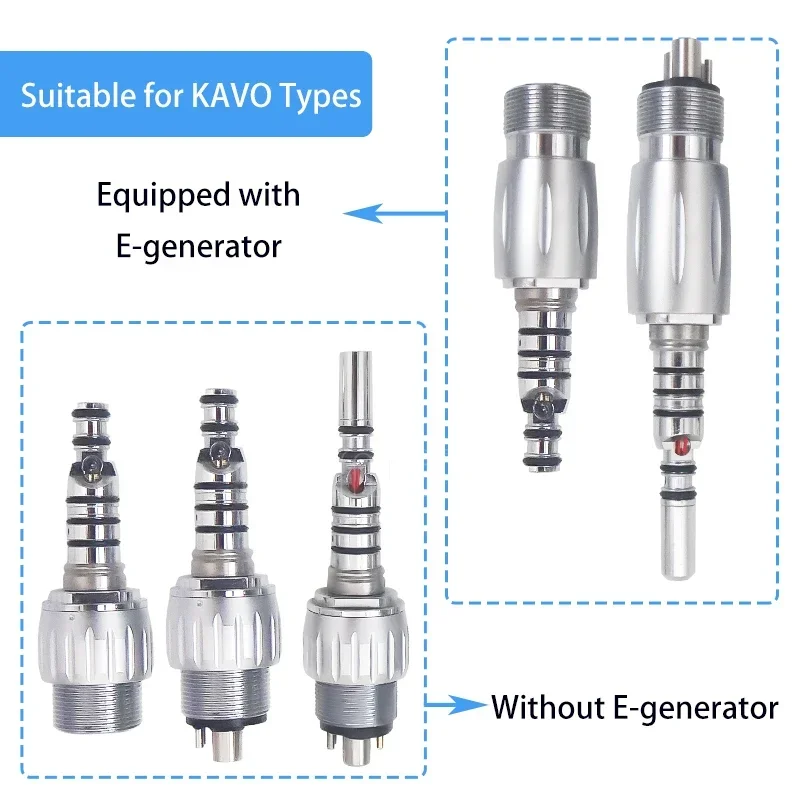 Non-optic LED Swivel Coupling for Dental High-Speed Handpiece, 2/4/6 Holes Quick Coupler, Compatible NSK/KAVO, Oral Instruments