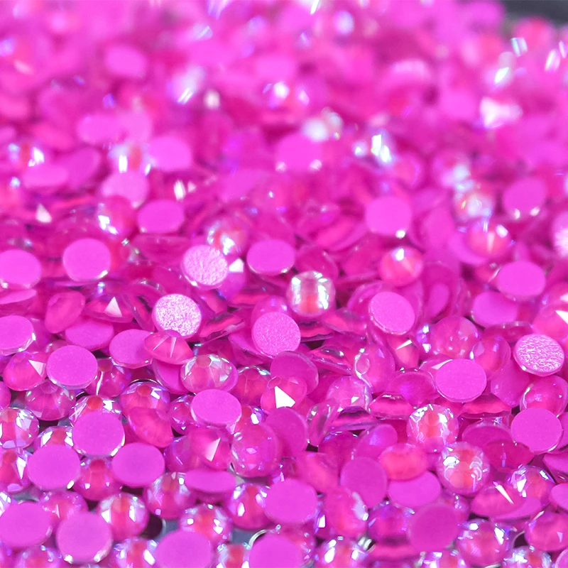 Neon ab 5A Top quality 2088 color ab crystal material noctilucous rhinestones 8 big 8 small cut flat back nail strass for dance