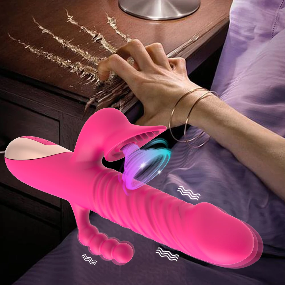 3 in 1 Telescopic Dilldo Vibrator Clit Sucker Clitoris G Spot Vibrator Masturbation For Women Vacuum Anal Adult Goods for Female