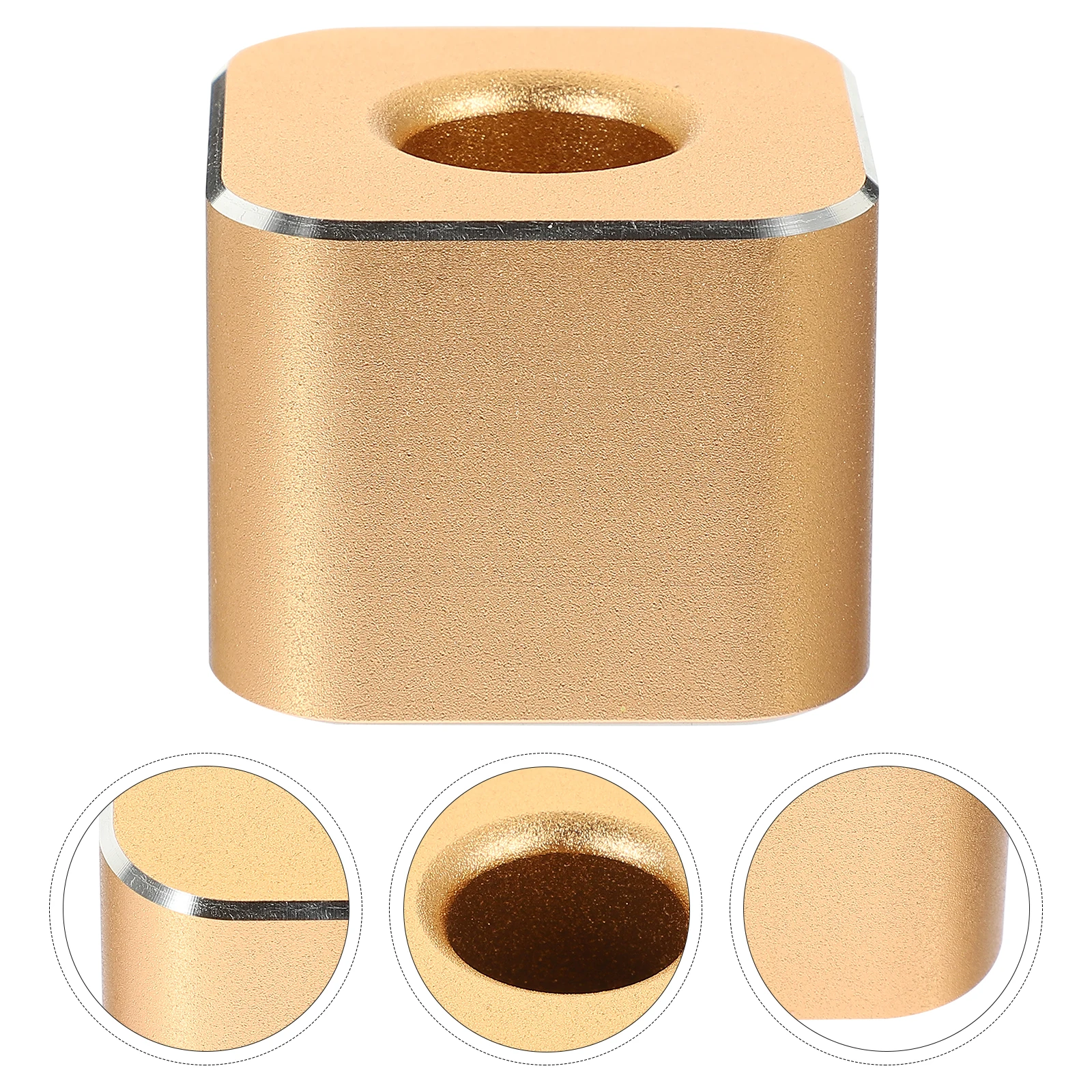 

Square Round Hole Pen Holder Cube Support Single Fountain for Desk Holders Storage Pencil Aluminum Alloy Student