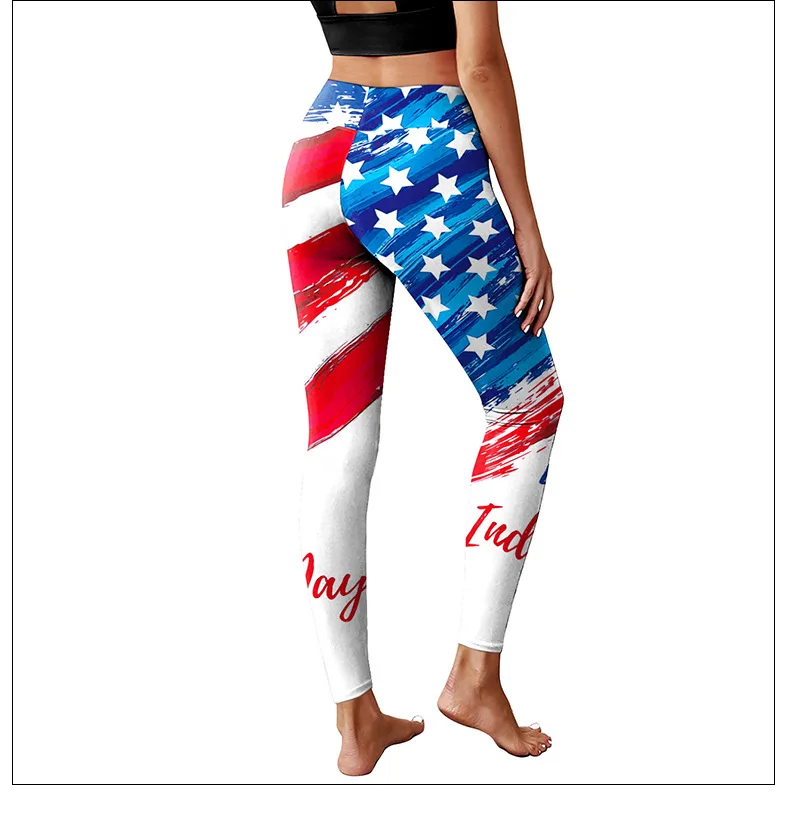 Nadanbao Independence Day Holiday Party Pants donna collant elastici Leggings con stampa digitale pantaloni sportivi a vita media femminili