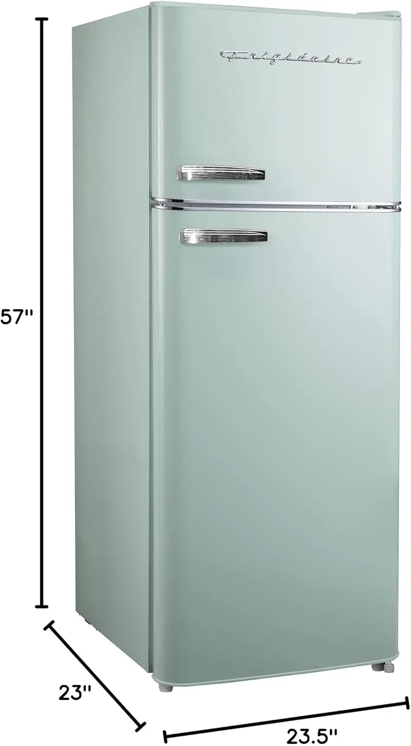 2 Door Apartment Size Refrigerator with Freezer, Retro Chrome Handle, cu ft, Platinum Series, Stainless Steel, 7.5, Silver