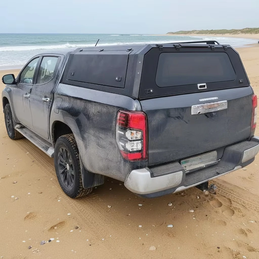 

2024 L200 Aluminum Alloy Waterproof Foldable Off-Road Hardtop Tonneau Cover Spoiler Tailgate Lock No-Drill