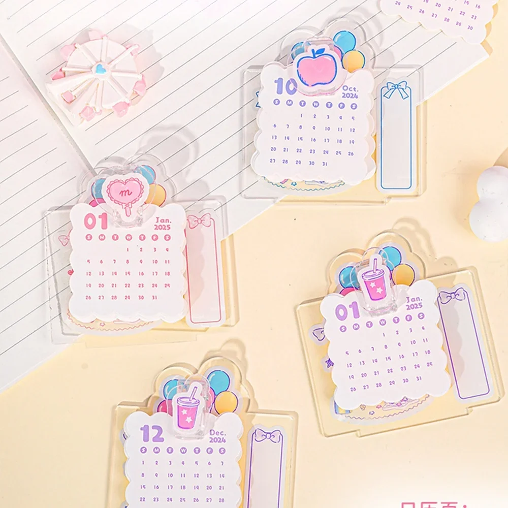 Oryginalny kalendarz z kreskówek Sanrio Cinnamoroll na rok 2025, uroczy akrylowy kalendarz biurkowy Kuromi Melody, ozdoba do składania, prezenty dla dziewczynek