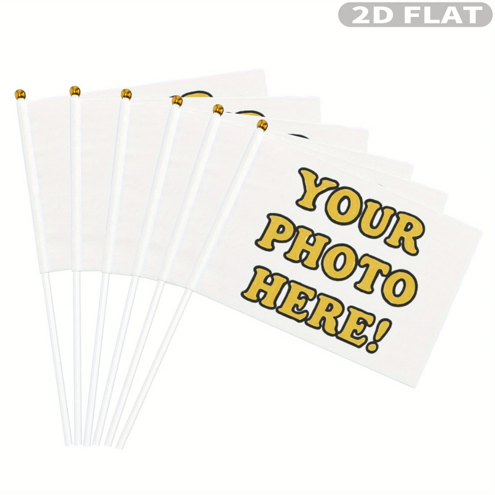 6pcs/10pcs 2D FLAT Custom 14*21CM Support Hand Flapping Flags, Handheld Flags Portable Decoration for Competition Celebration