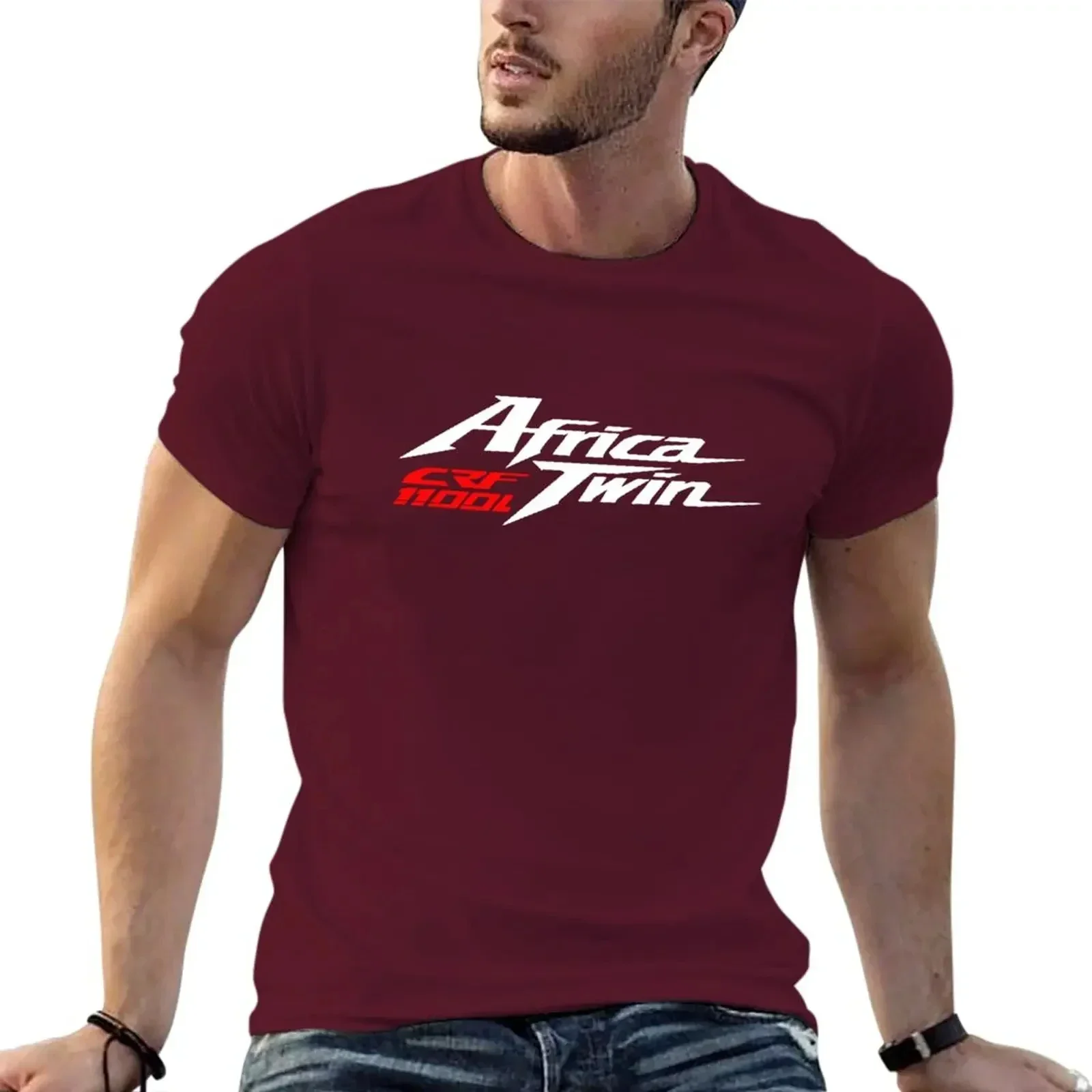 Men Africa CRF Twin 1100L T Shirts Harajuku Oversized Graphic Clothing Summer Tees Japanese Motorcycle Unisex High Quality Tops