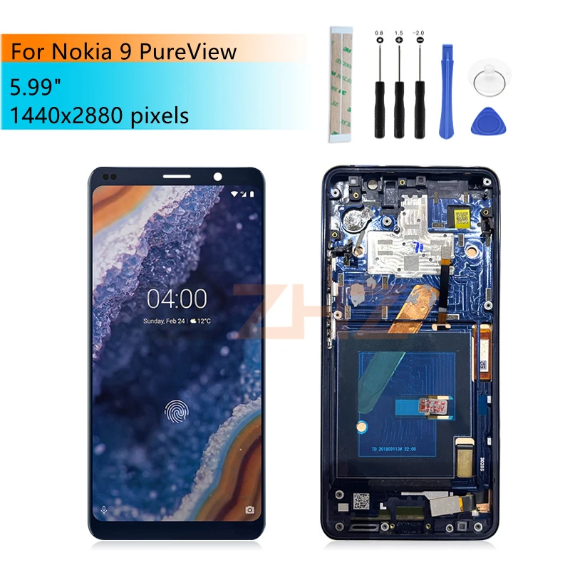 

For Nokia 9 PureView LCD Display Touch Screen Digitizer Assembly With Frame Phone Screen Replacement Repair Parts 5.99"