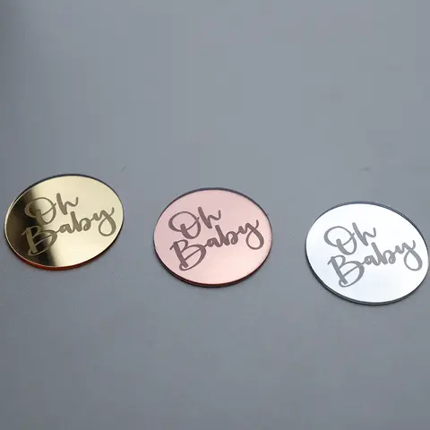 10 st Oh Baby Spegel Akryl Tårtdekorationer Könsavslöjande Bakning Cupcake Topper Baby Shower 1:a Födelsedagsfest Tårtdekorationer 10 best sales tårtdekoration för babyn - №10