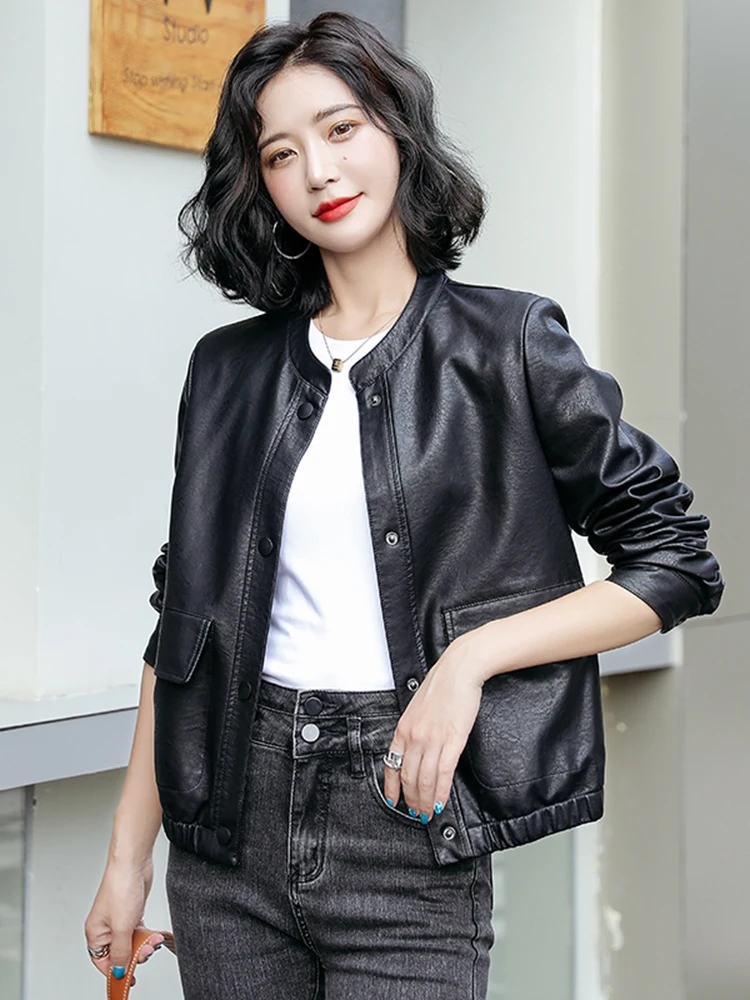Spring Autumn New Style Haifeng Genuine Leather Jacket Women Short Loose Fashion Sheepskin Jacket Trendy Korean Version