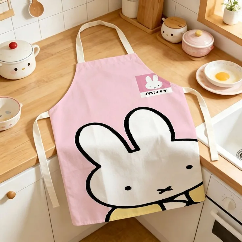 Cartoon Kawaii New Simple Home Kitchens Breathable Aprons for Adults and Children Cooking and Oil Pollution Prevention Miffy