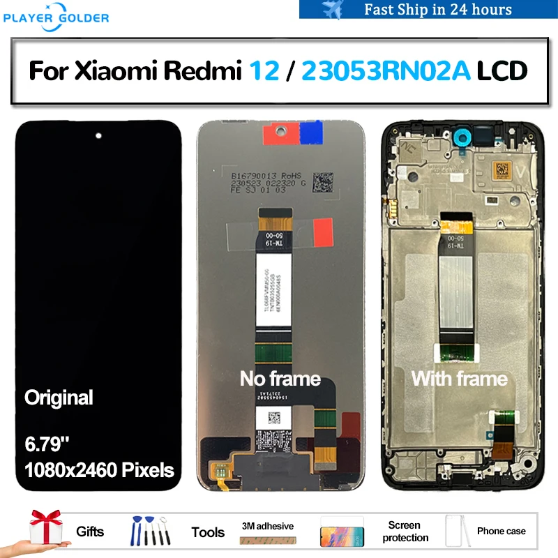 

Original For Xiaomi Redmi 12 23053RN02A Pantalla lcd Display Touch Panel Screen Digitizer Assembly Replacement Accessory Parts