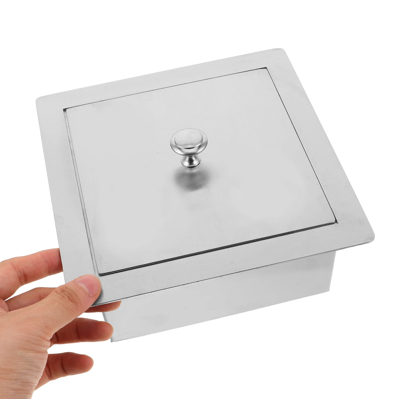 

Embedded Trash Can Lid Stainless Steel Countertop Waste Bin Cover For Kitchen Bathroom Office Flush Mount Garbage Disposal Drain