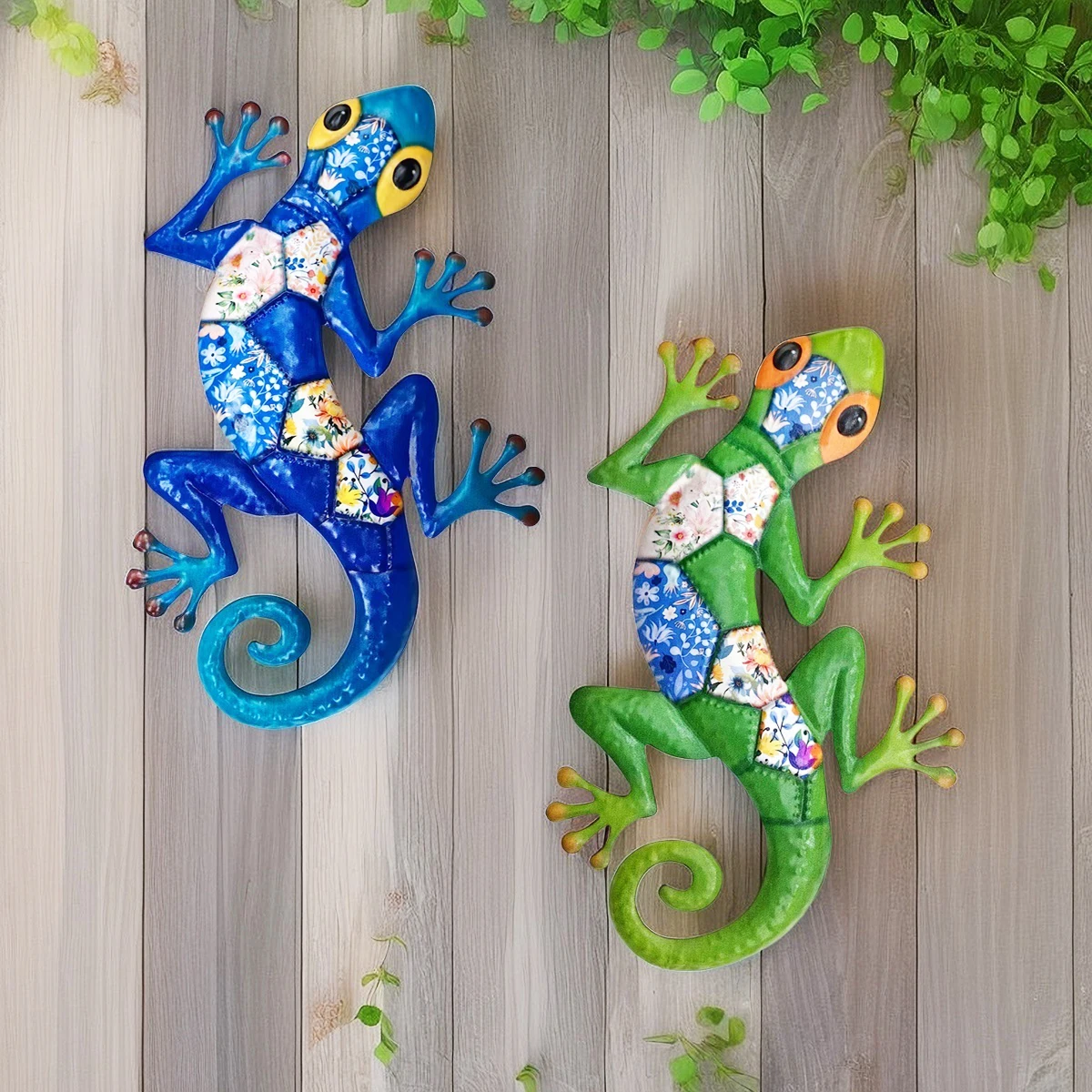 

Metal Art Gecko Wall Decor Vibrant Iron Art Lizard Sculptures Gecko Hanging Ornament for Outdoor Home Office Yard Garden Wedding