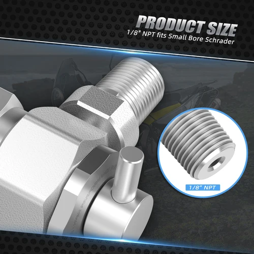 Imagen 2 del producto Válvula de herramienta de llenado de nitrógeno NPT de 1/8 ""para motocicleta Yamaha Raptor 700R YFM700R Can Am Maverick X3 ATV UTV con válvula Schrader