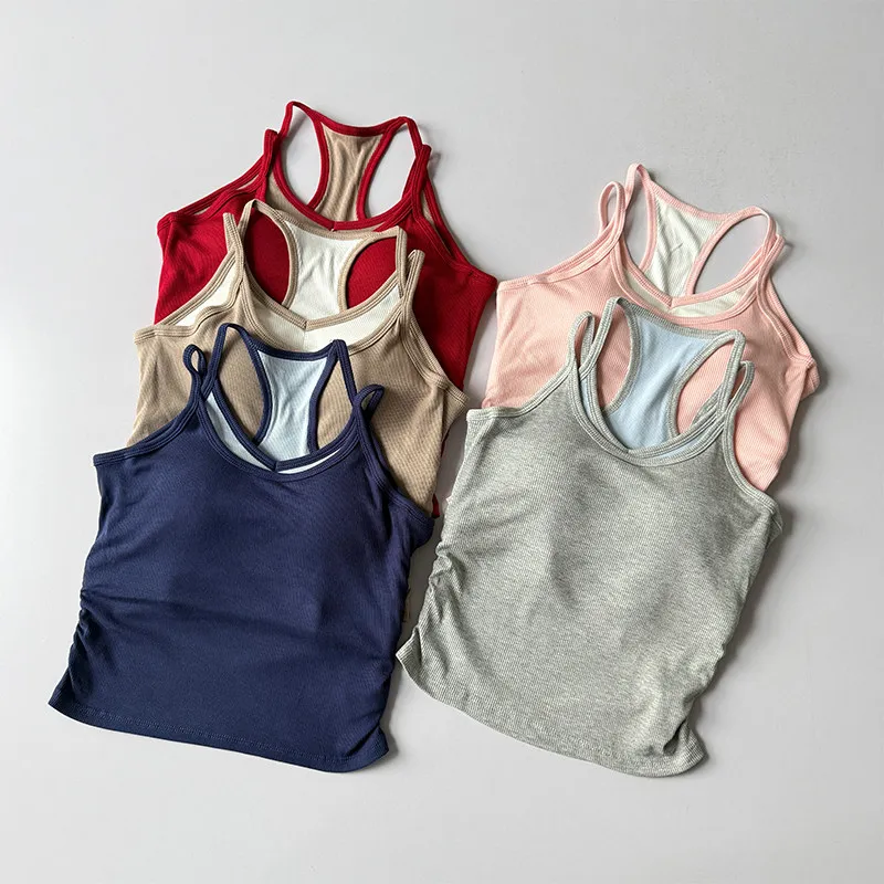 Damen-Sportweste im Zweiteiler-Look mit stoßfesten Brustpolstern, schönem Rückendesign, für Laufen, Yoga, Unterwäsche, Fitnesskleidung – Detail 12