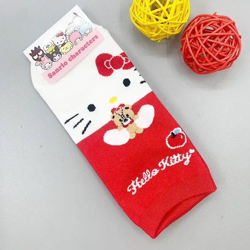 Calcetines Kawaii de algodón suave para niñas, Sanrio, Hellokitty, Kuromi, Mymelody, Cinnamoroll, Pochacco, pompurin, Gudetama, regalo de Anime