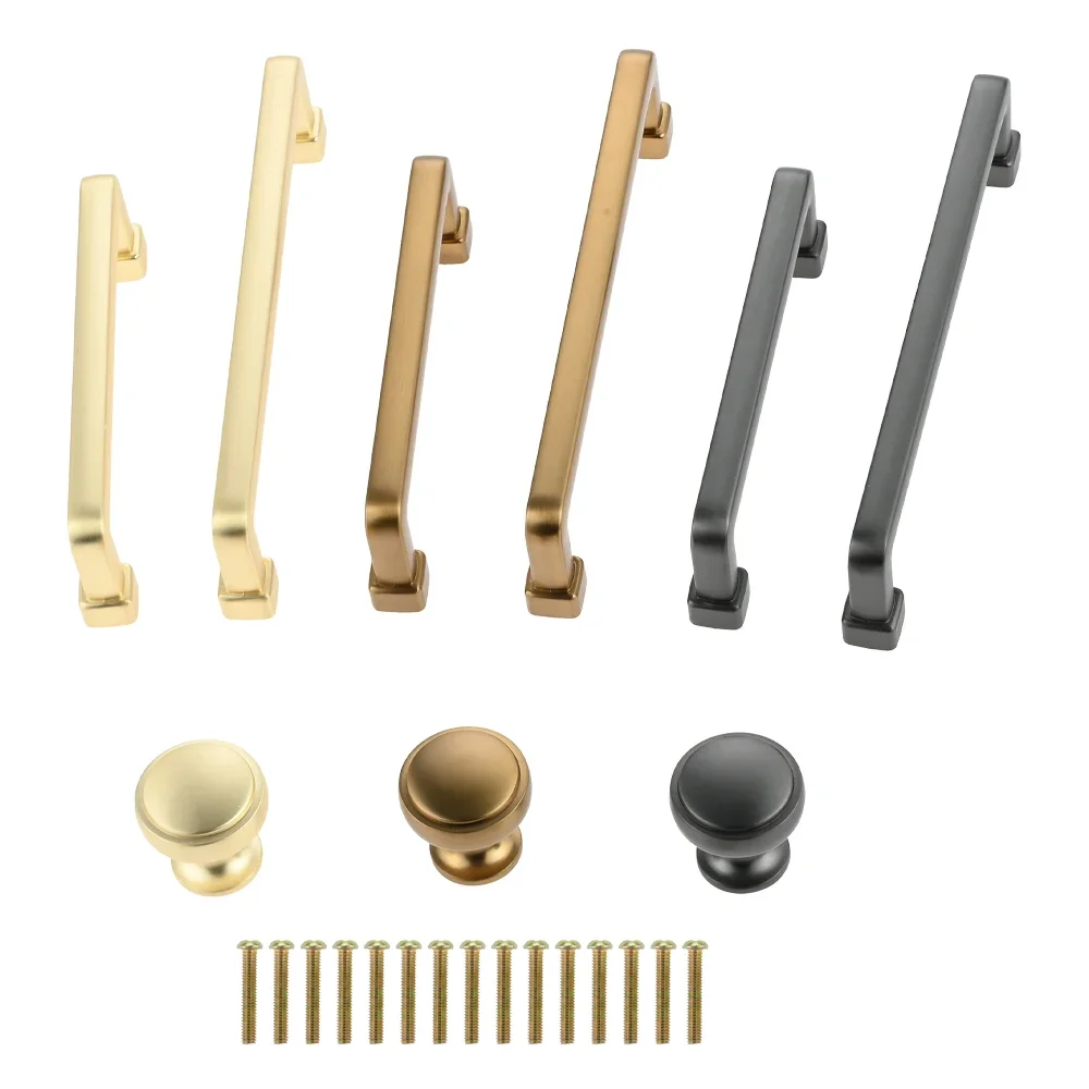 

1Pc Long Simple Handle Gold Zinc Alloy Knobs Cabinet Drawer Door Wardrobe Home Decoration Furniture Hardware with Matching Screw