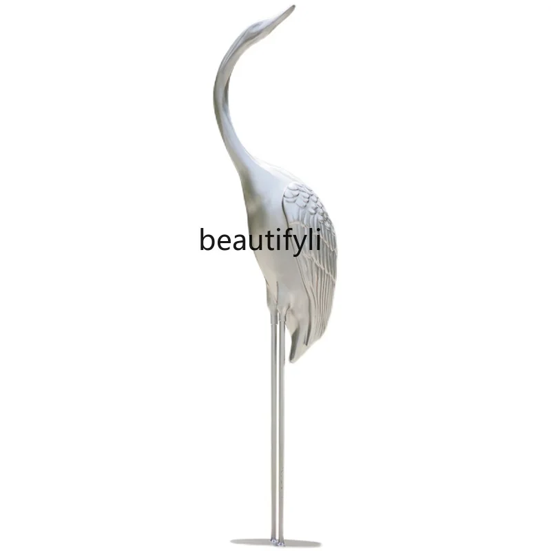 

Imitation Stainless Steel Silver Outdoor FRP Abstract Swan Sculpture Pool Garden Decorations