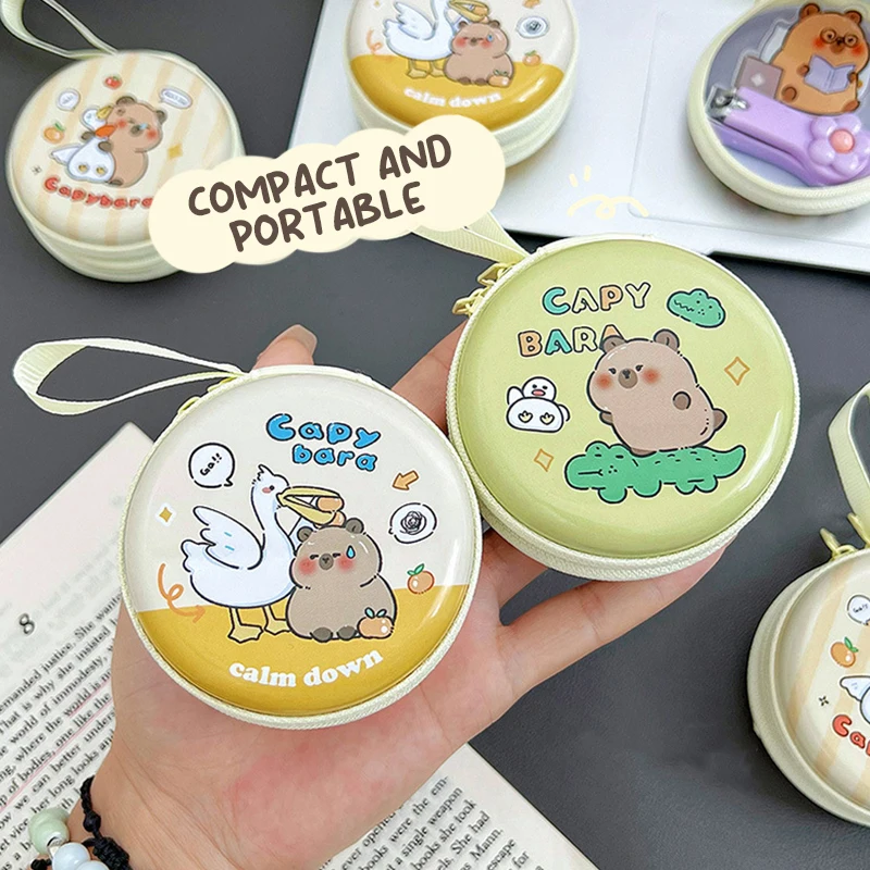 Cartoon Tinplate Capybara Mini Coin Bag Purses Kawaii Cartoon Multi-functional Wallet Portable Creative Storage Bag Purse Gifts