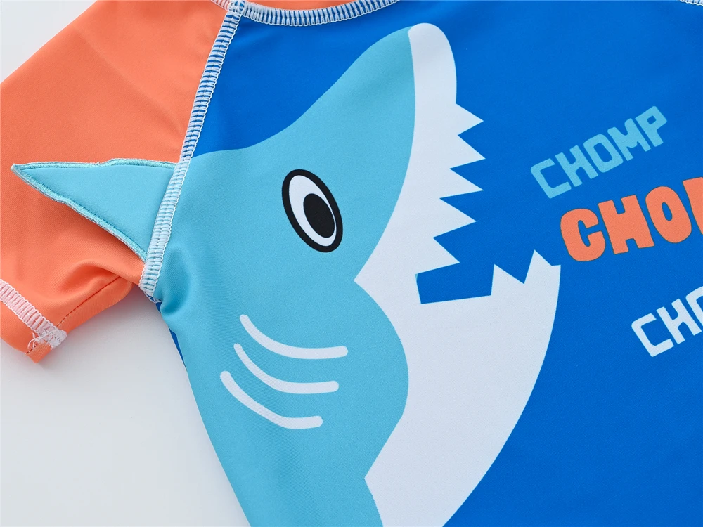 Honeyzone Kids Boy Swimsuit 2 Pcs/lot Cool Shark Print 4-8 Years Beachwear Children Surfing Clothing