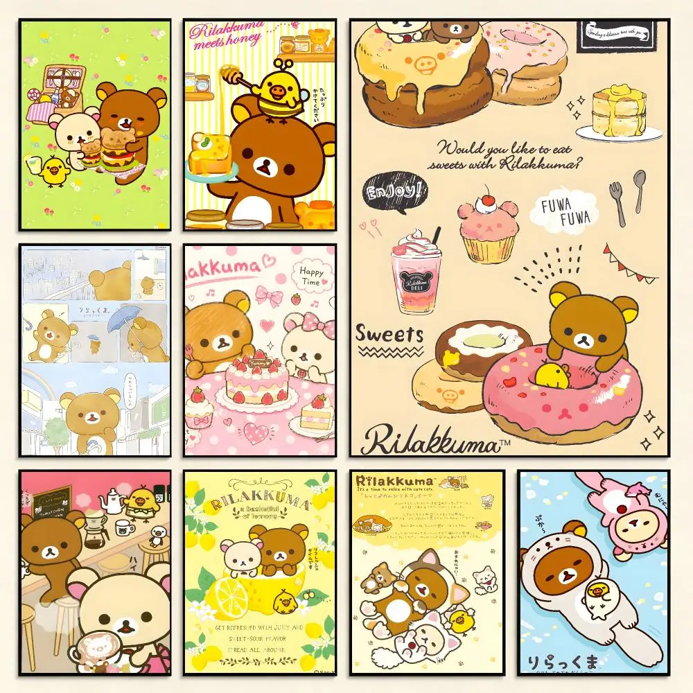 Character Mascot R-Rilakkuma Poster Digital Solvent Print Waterproof PP Fade-Resistant Wall Art Room Decor Gift