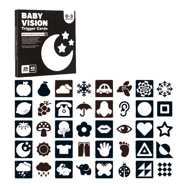 Baby Visual Stimulation Card Black White Visual Stimulation High Contrast Baby Black White Card Newborn