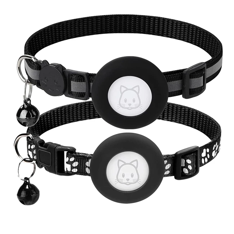 2Pack Cat Collar, For Air Tag Cat Collars With Safety Buckle And Removable Bell For Apple Airtag Small Pet Collar