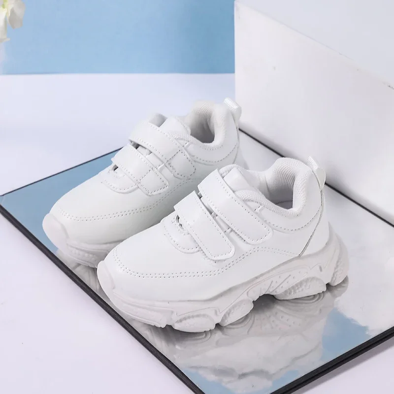 Fashion Children White School Sneakers Non-slip Kids Boys Tennis Shoes Sports Versatile Girls Causal Basketball Shoes Breathable