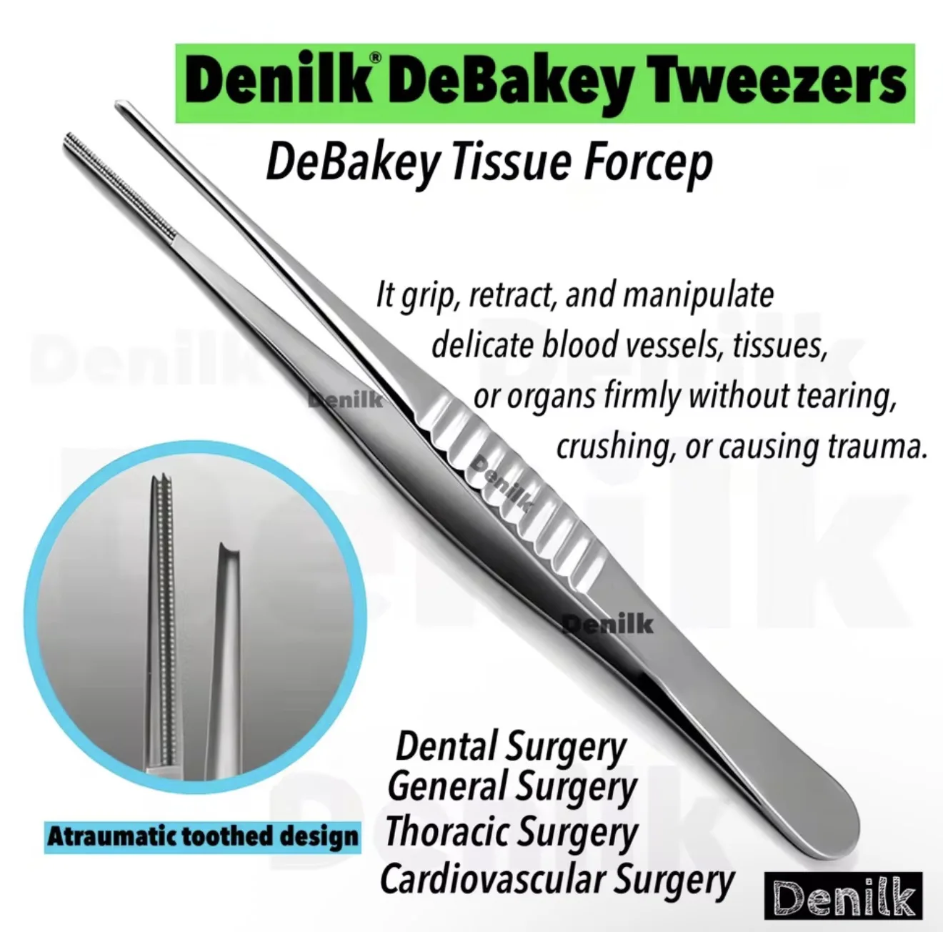 1Pcs Debakey Forceps Atraumatic Tissue Forceps Vascular Procedures Surgical Tweezers Medical Forceps