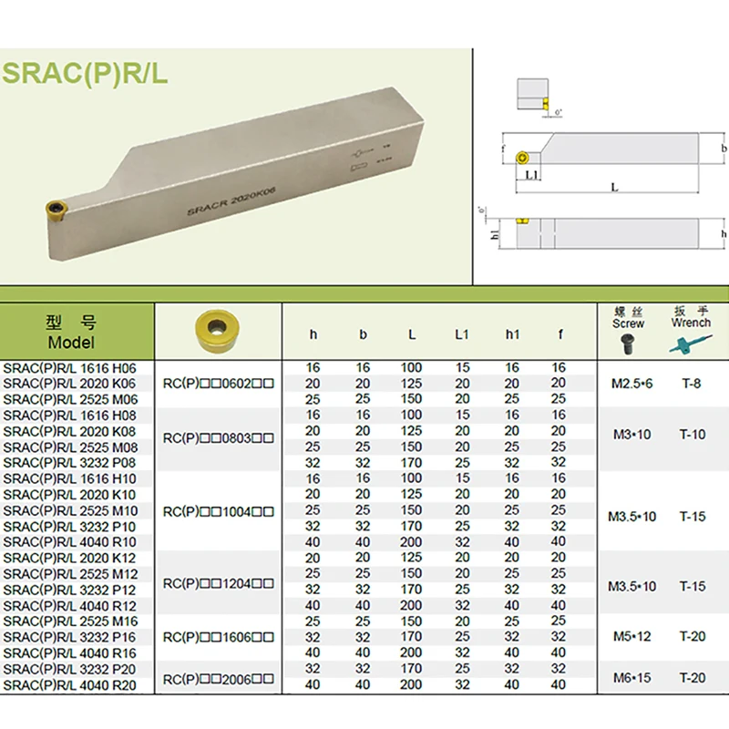 1 шт. SRACR1616H06 SRACR2020K06 SRACR2525M06 держатель для наружной обточки SRACR SRACL для поворотных вставок RCMT0602