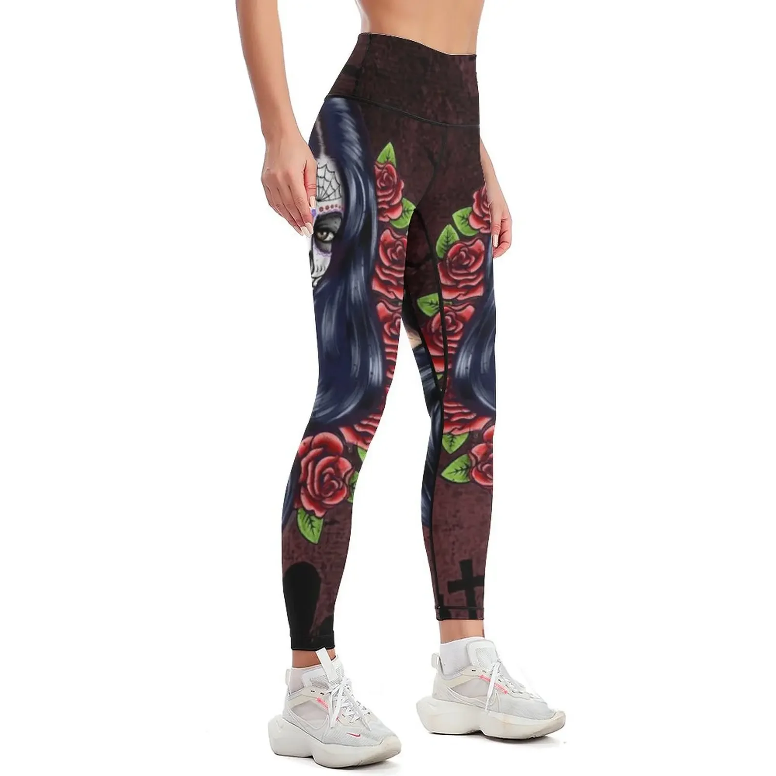 sugar skull floral girl day of the dead ( dia de los muertos) Leggings Sweatpants harem pants sports for push up Womens Leggings