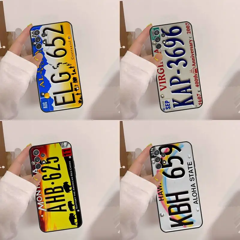 

Retro License Plate Number Phone Case For Samsung A 20 22 33 21S 01 02 6 7 8 9 2018 10 11 12 S E STAR CORE 4G Funda Shell Cover