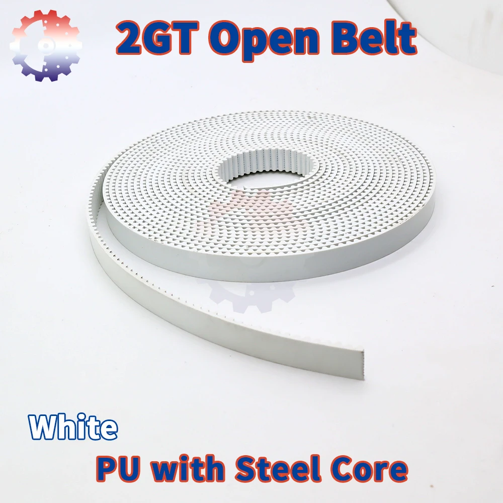 

PU White 2GT Open Timing Belt Polyurethane Steel Core Belt Width 6mm 2MGT Belt 10mm 2M Belts 15mm 3D Printer Belt GT2 Open Belt