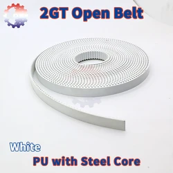 PU White 2GT Open Timing Belt Polyurethane Steel Core Belt Width 6mm 2MGT Belt 10mm 2M Belts 15mm 3D Printer Belt GT2 Open Belt