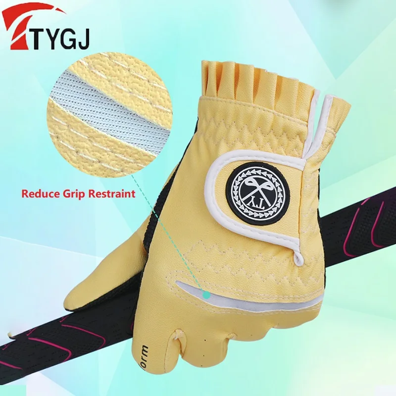 Ttygj-Gants de golf coordonnants pour femmes, mitaines élastiques respirantes, gants en PU pour femmes, magasins et droitiers, élégants, 1 paire