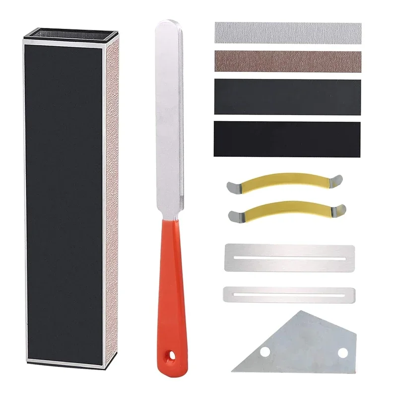 11 قطعة مجموعة الغيتار الحنق تتويج ملف التسوية شعاع الرملي طحن سلسلة الموزعات الغيتار الأصابع أدوات Luthier