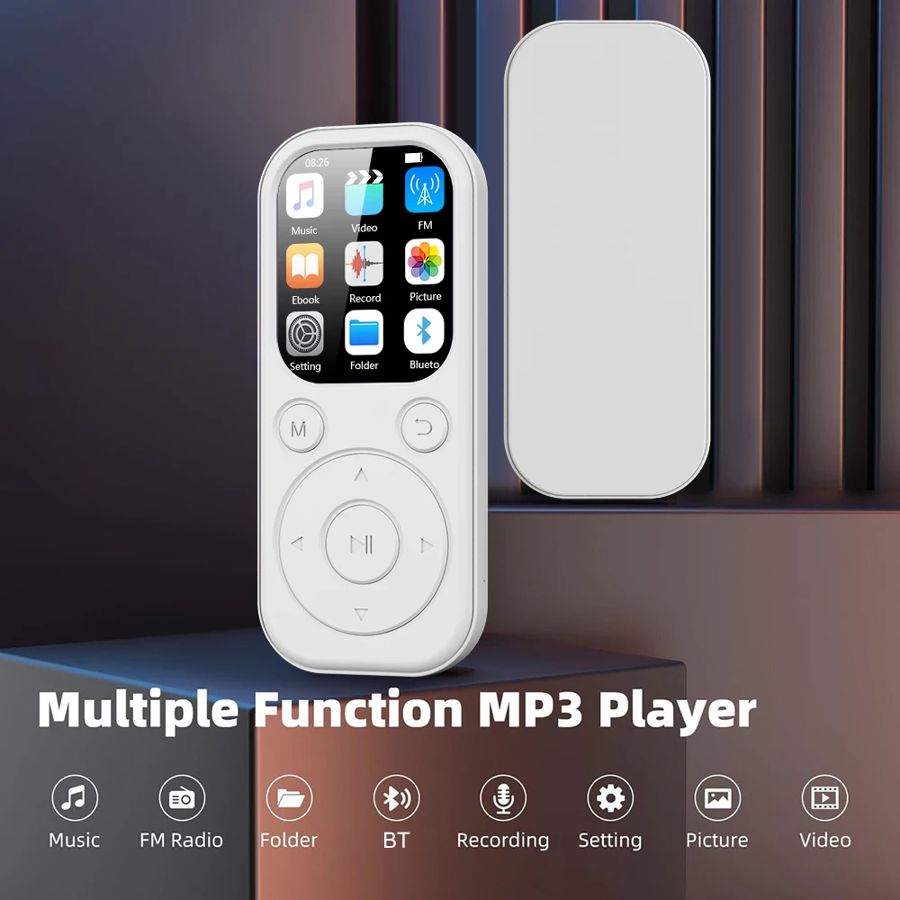 مشغل MP3 بلوتوث 5.4 منفذ Type-C شحن سريع شاشة 1.8 بوصة مشغل موسيقى وكمان بطاقة الذاكرة راديو FM تسجيل الكتاب الإلكتروني