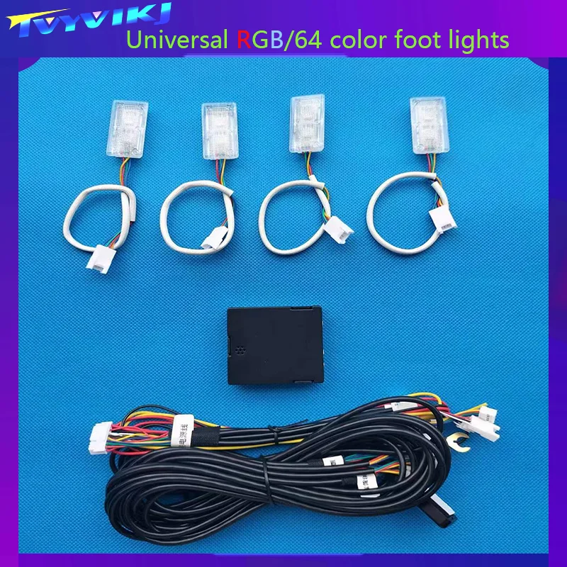 TVYVIKJ 12V Highlight  4Pcs LED Car Inner  Ambient Light 64 color universal Foot Lights APP controls multi-mode switching