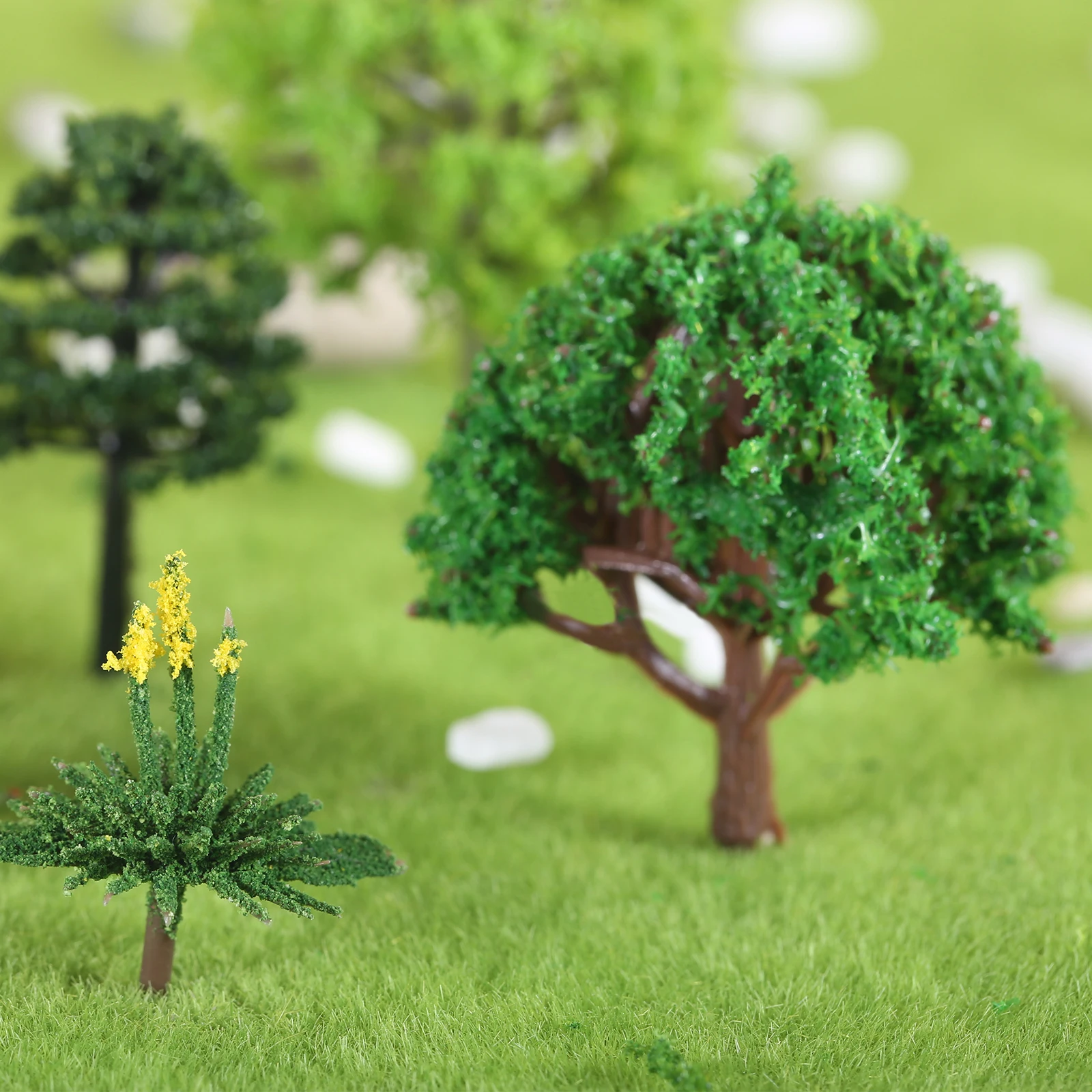 60pcs Plastic Model Train Artificial Miniature Tree Scenery Railroad 1.36 - 6 inch Decoration Building Landscape for DIY Crafts