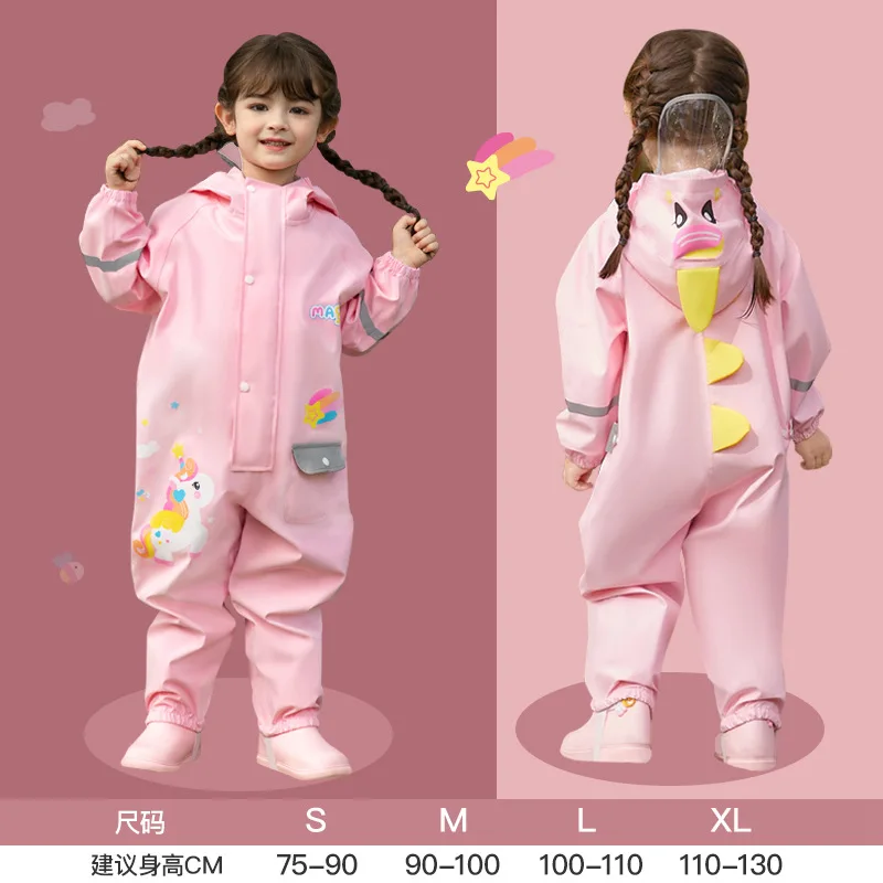 Children\'s Waterproof One-piece Raincoat And Rain Pants Suit Children\'s Rainproof Full-body Suit Baby Summer New Raincoat