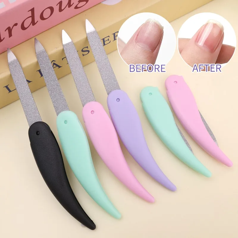 4/1 pçs tiras de unhas dupla face dobrável arquivo de unhas de aço inoxidável polimento vara profissional manicure pedicure ferramentas