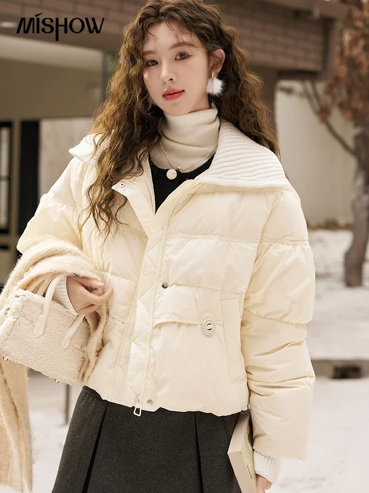 MISHOW Puffer Jacket Women Winter Fashion Short Windproof 90% White Duck Down Coat Korean Style New Outwear Female MXC58Y0034