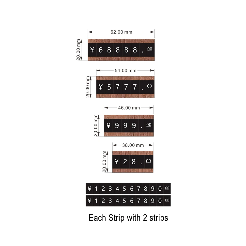 Counter Top Adjustable Price Tags Kit $ Euro, Jewelry Wine Numberal Digit Display Cube Sign Label Woden Stand Frame