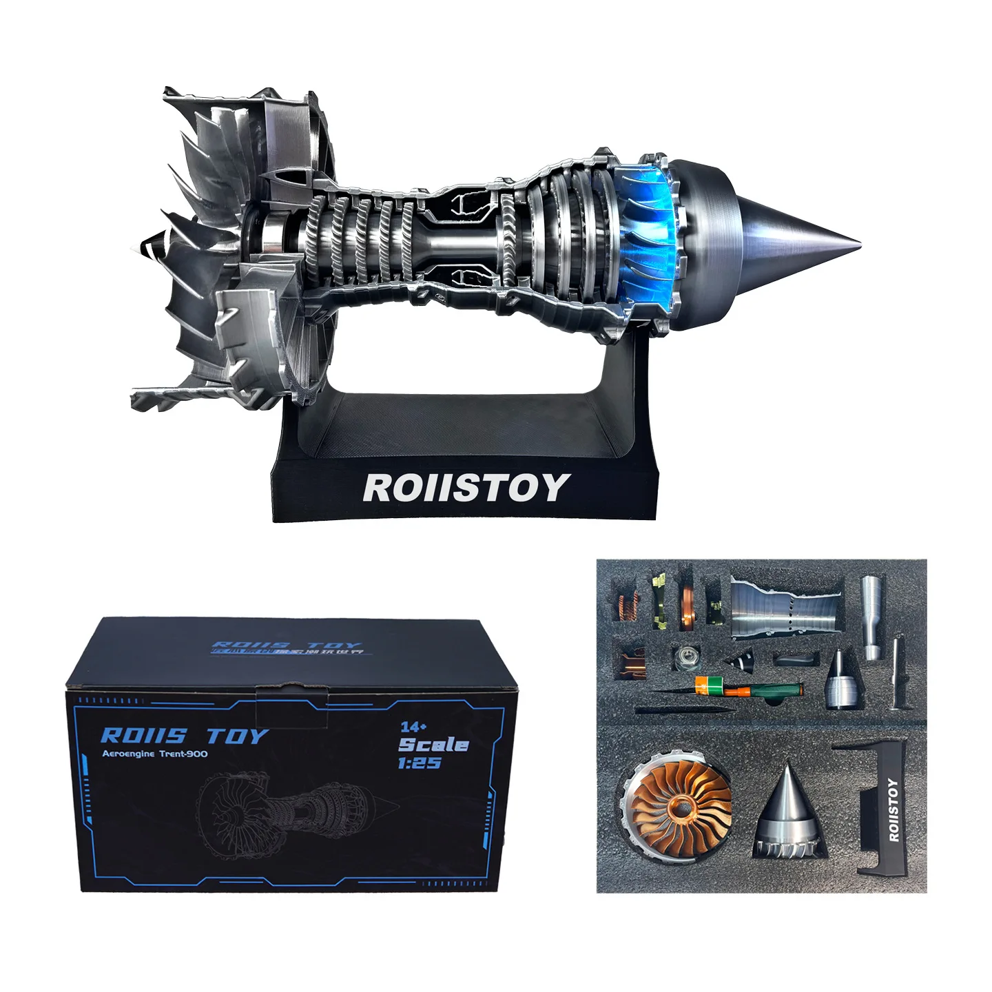 

1/25 Aircraft Turbofan Plastic Engine Model Building Blocks Toy Boys Gift That Can Start Rotating STEM Educational