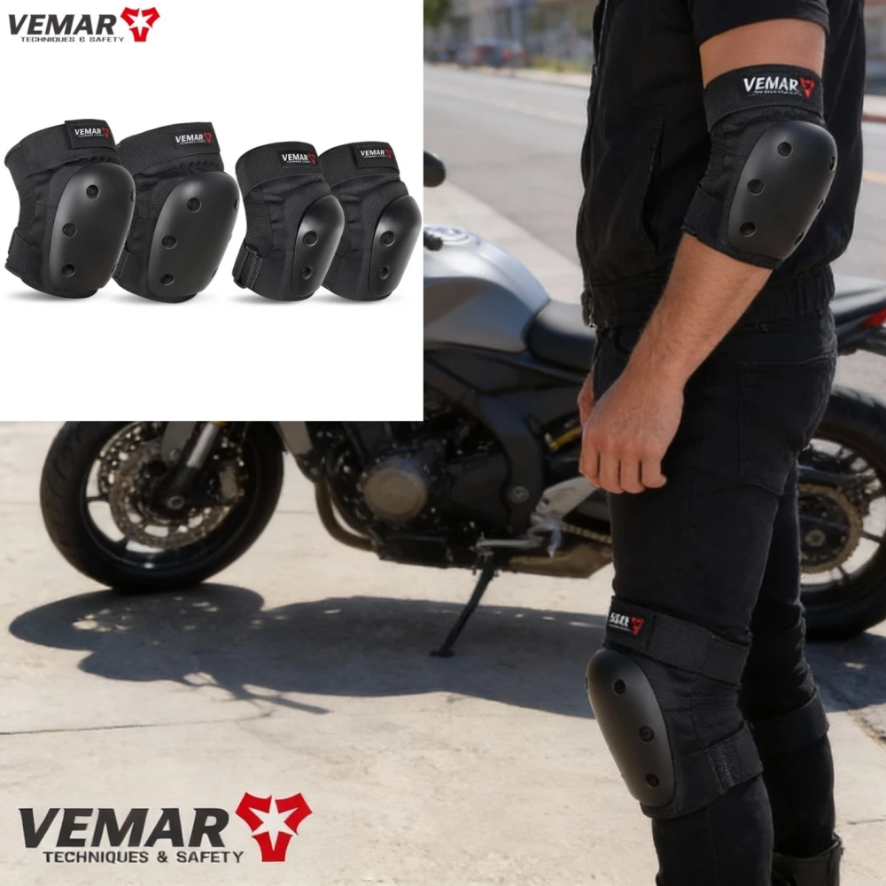 

Мотоциклетные наколенники и налокотники VEMAR для бездорожья: короткий стиль из 4 предметов, защита от твердого корпуса с утолщенной амортизацией